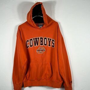 🔥🏈 Vintage OKLAHOMA STATE COWBOYS Embroidered Hoodie Sweatshirt Men Sz XL -EUC